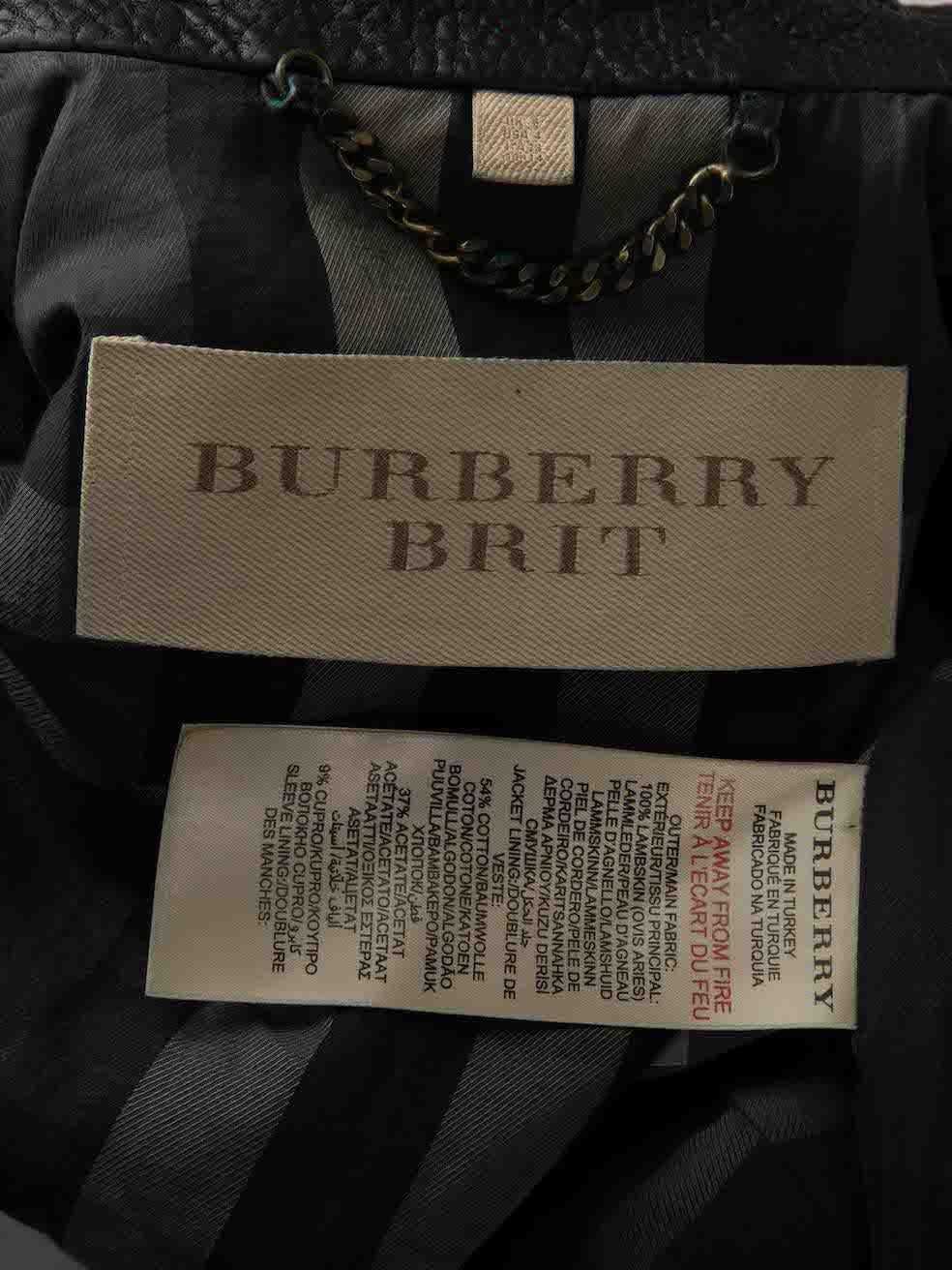 Burberry Brit Veste en cuir noir à double boutonnage Taille XS en vente 4