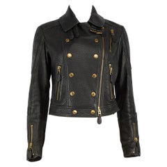 Burberry Burberry Brit Giacca doppiopetto in pelle nera taglia XS
