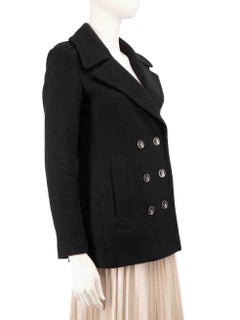 Burberry Burberry Brit Schwarz Wolle Double Breast Coat Größe XS