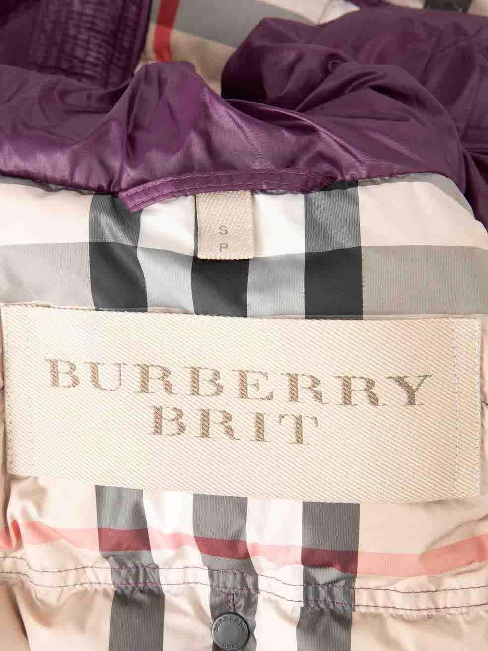 Women's Burberry Burberry Brit Purple Feather Down Puffer Coat Size S