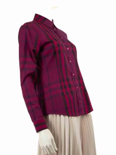 Burberry Brit Camicia con motivo tartan viola taglia S