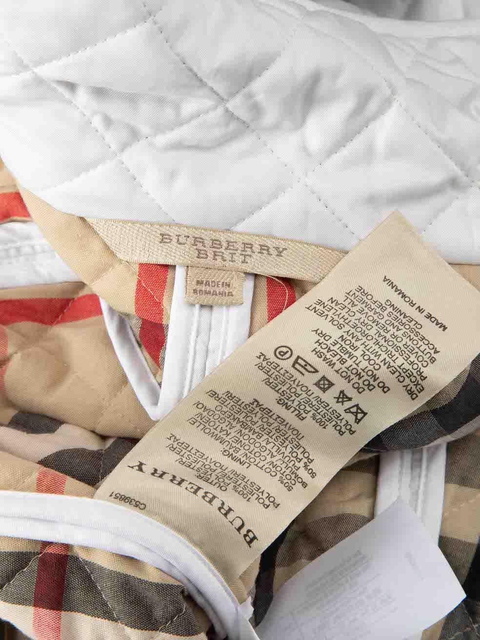 Burberry Burberry Brit White Quilted Nova Check Lined Jacket Size L Pour femmes en vente