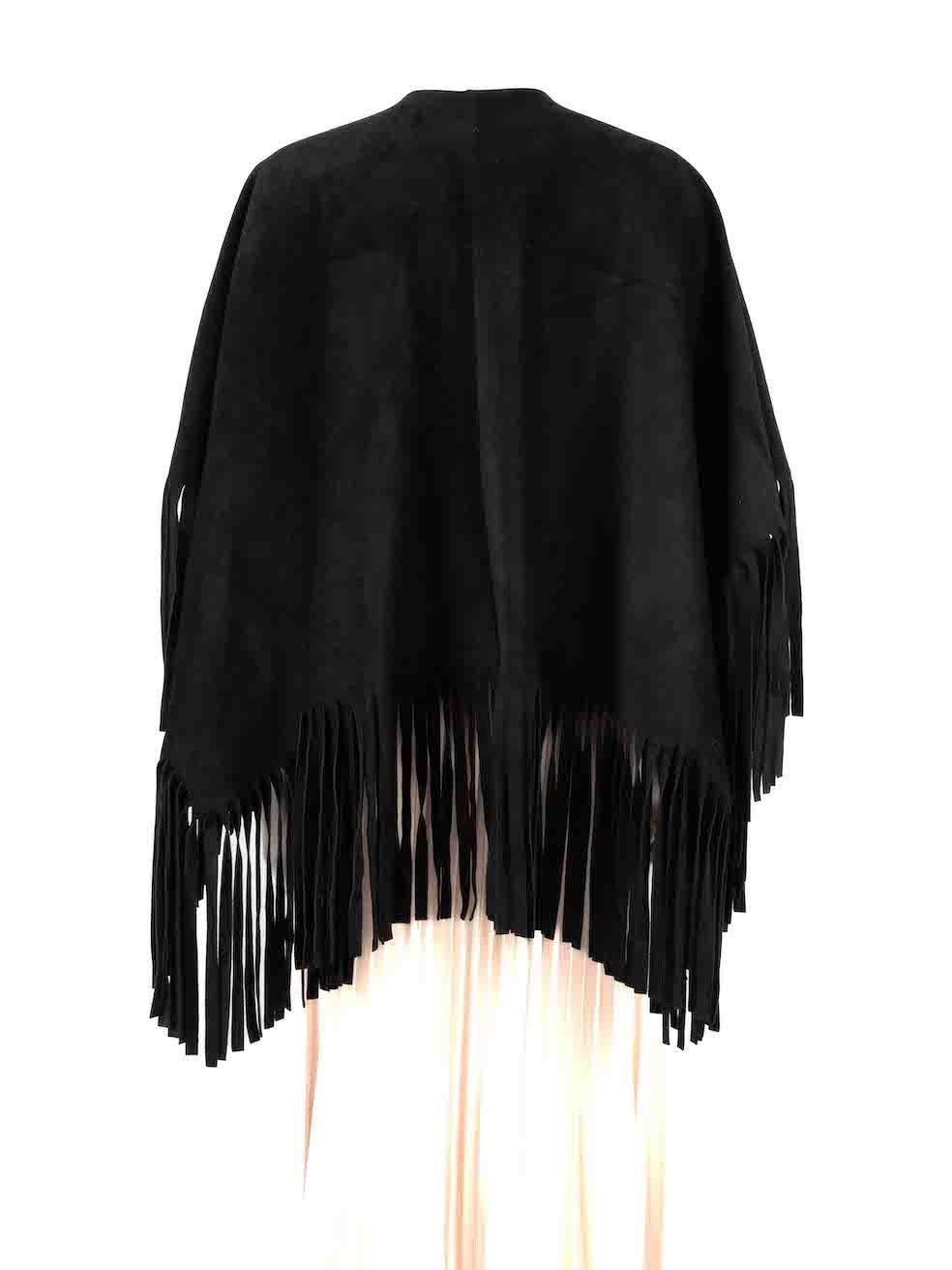 Burberry Burberry Prorsum Black Suede Fringed Poncho Size M In Good Condition For Sale In London, GB