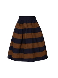 Burberry Burberry Prorsum Jupe longueur genou à rayures Brown & Navy Taille S