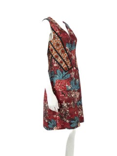 Burberry Burberry Prorsum Burgundy Floral Embroidered Dress Size M