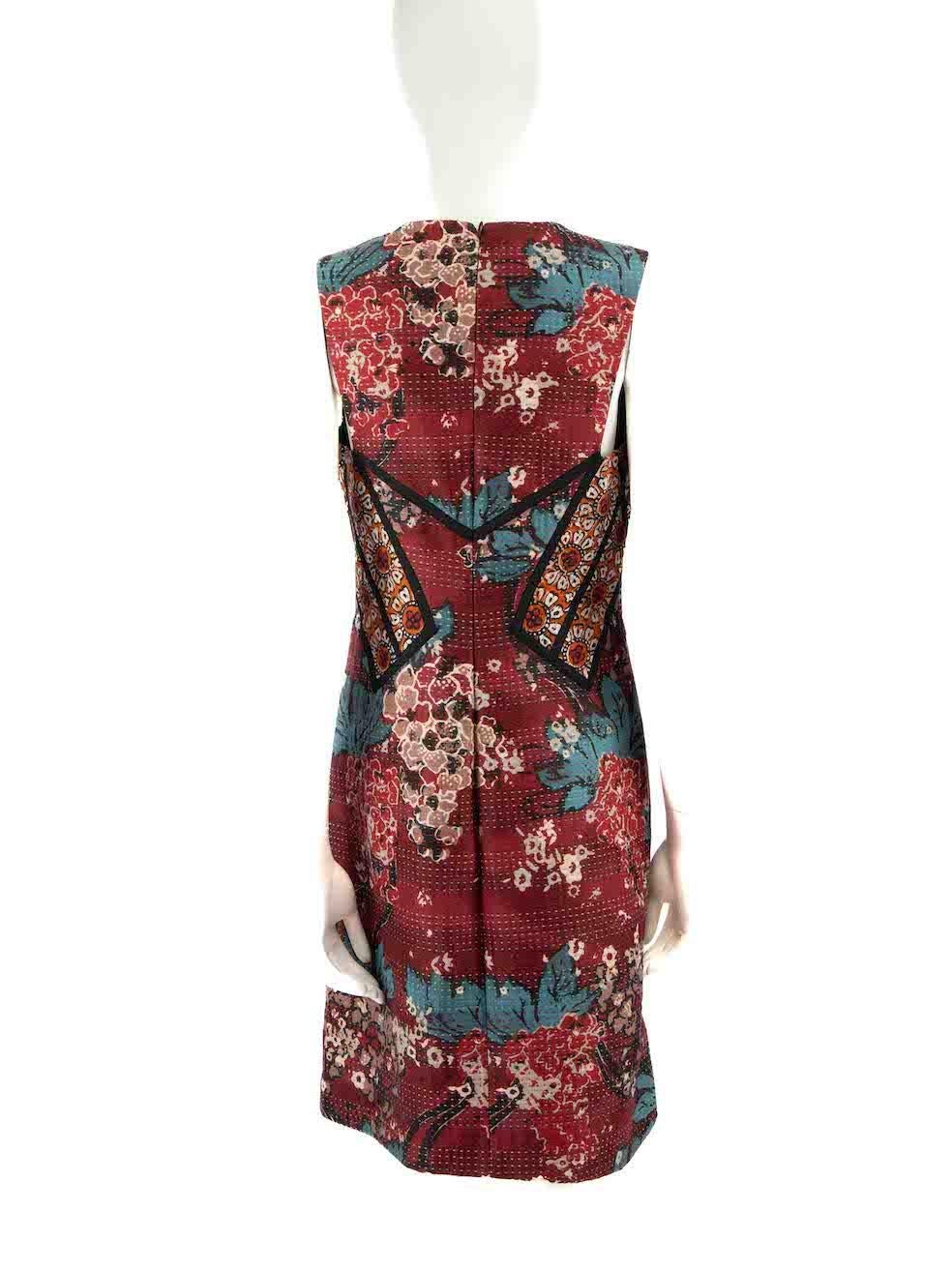 Burberry Burberry Prorsum Burgundy Floral Embroidered Dress Size M In Excellent Condition For Sale In London, GB
