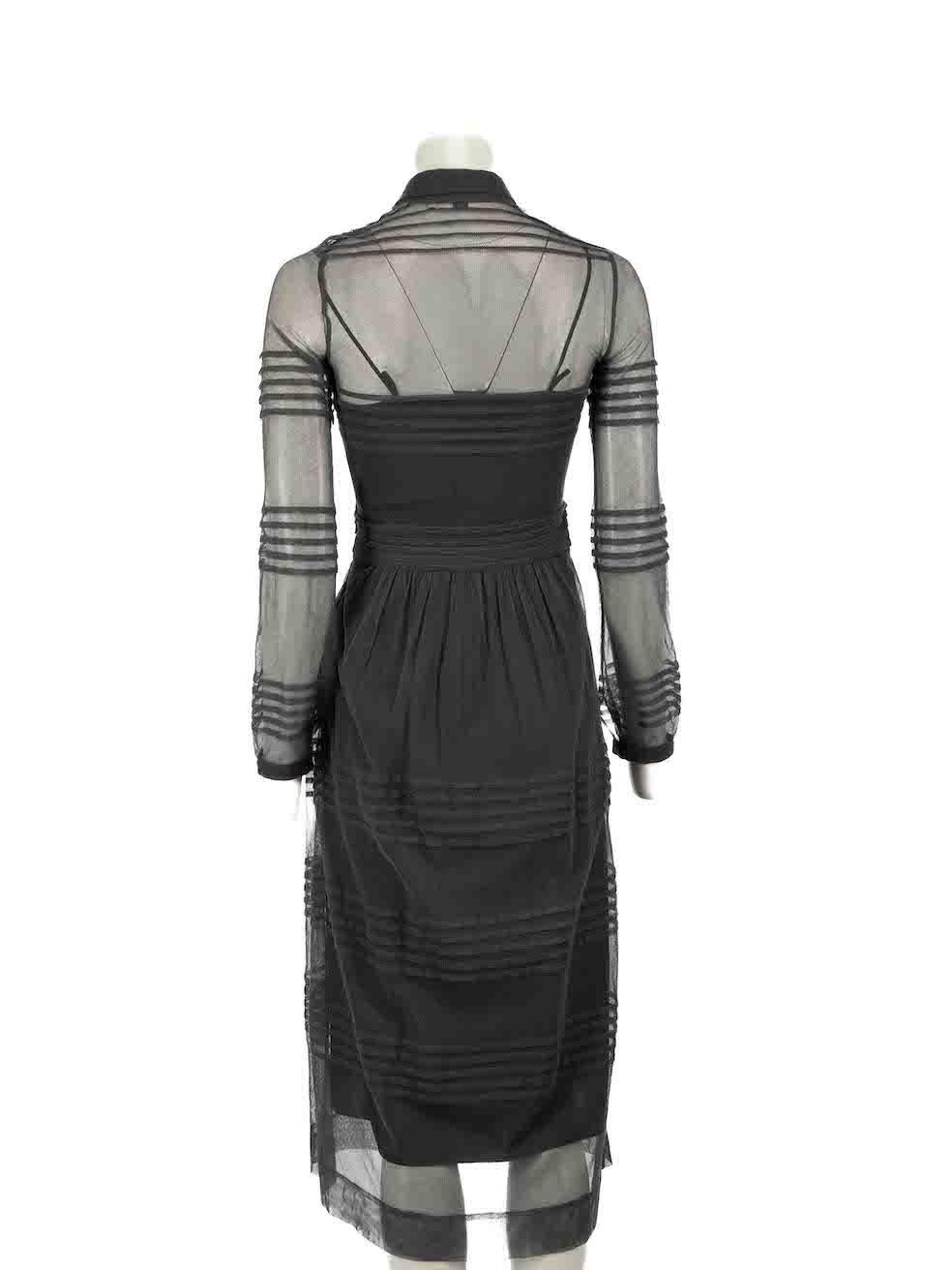 Black Burberry Burberry Prorsum Grey Sheer Layered Collared Dress Size XXS