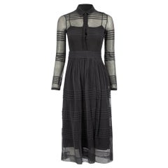 Burberry Burberry Prorsum Grey Sheer Layered Collared Dress Size XXS