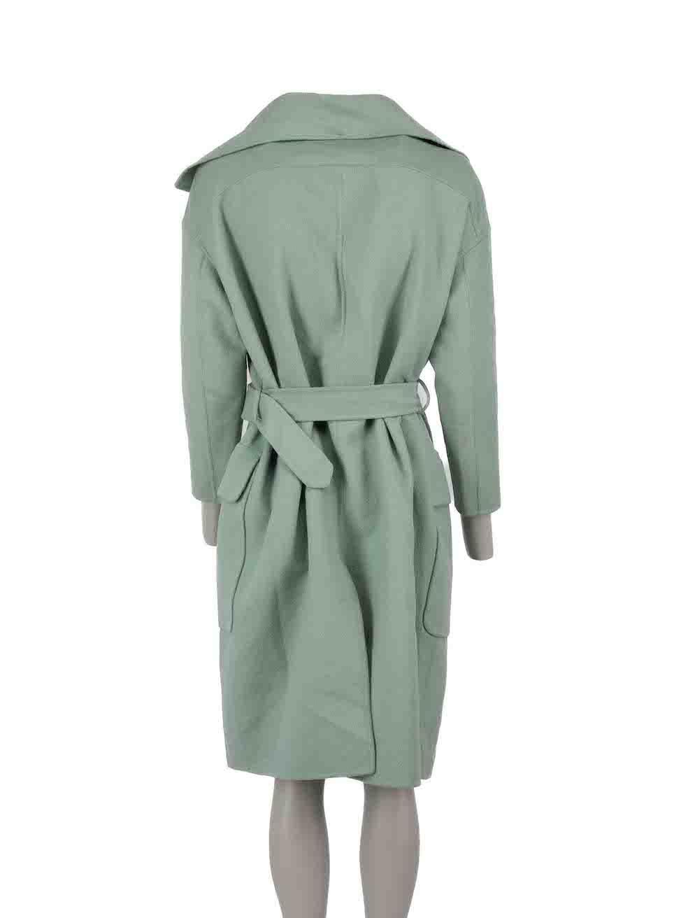 Gray Burberry Burberry Prorsum Mint Green Wool Waterfall Belted Coat Size XS