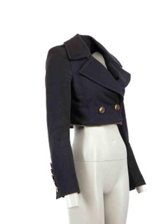 Burberry Burberry Prorsum Navy Wool Cropped Peacoat Size XS