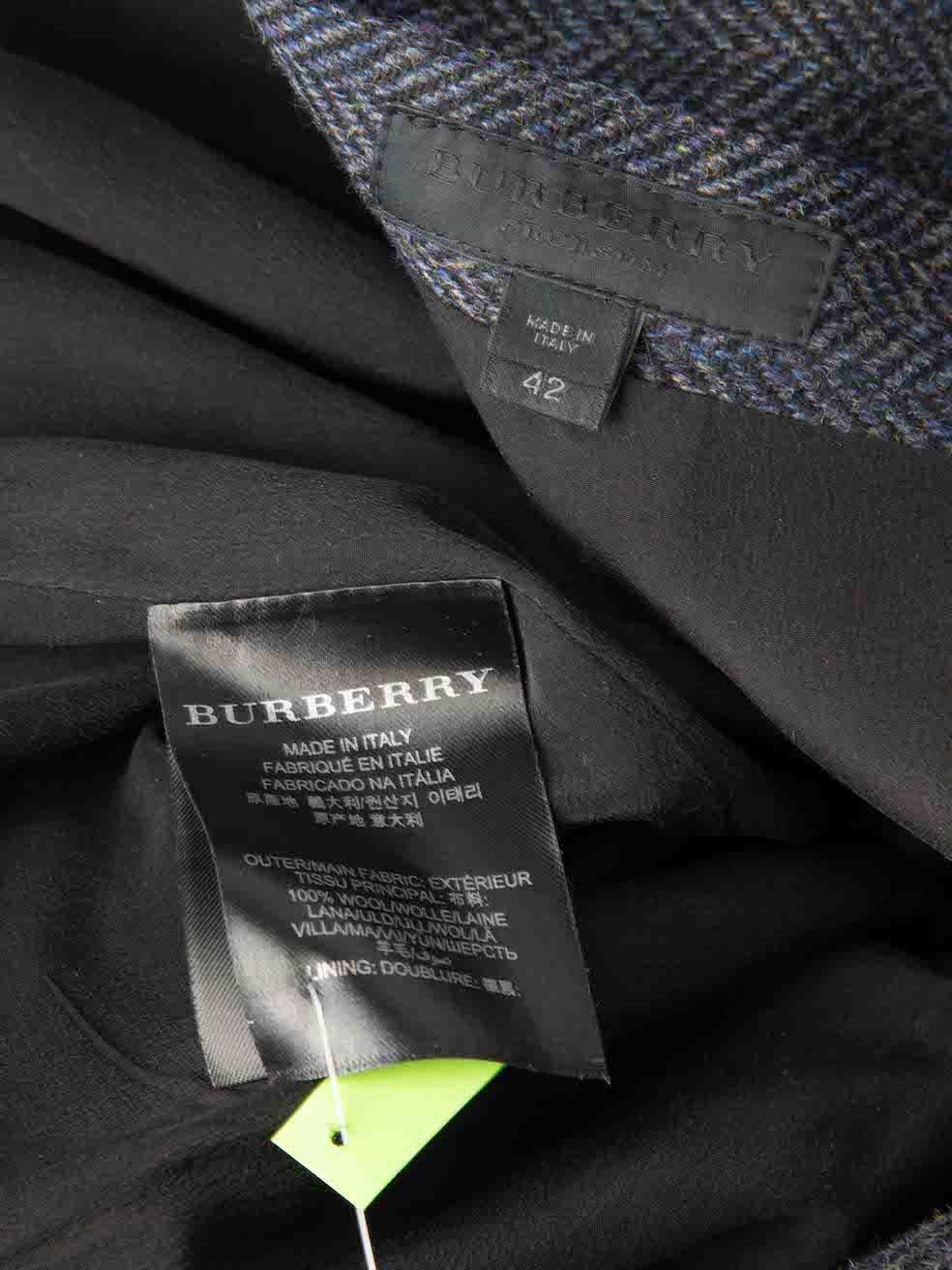 Burberry Burberry Prorsum Navy Wool Herringbone Ruffle Skirt Größe M Damen im Angebot