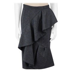 Burberry Burberry Prorsum Gonna con volant in lana blu taglia M.