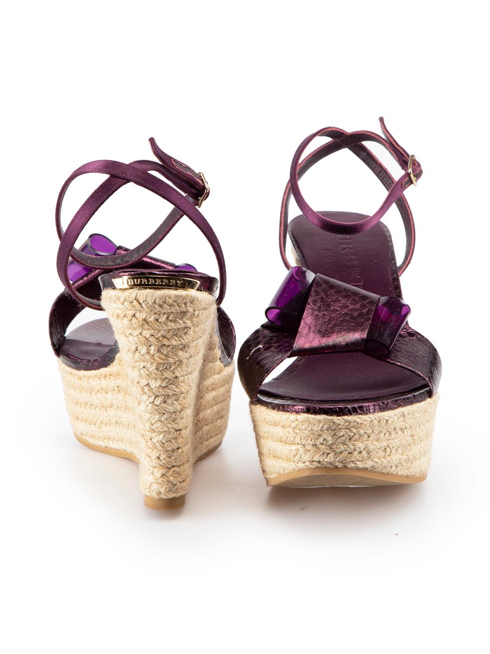 Burberry Burberry Prorsum Purple Snakeskin Moorgate Wedge Sandals Size IT 40 In Excellent Condition For Sale In London, GB
