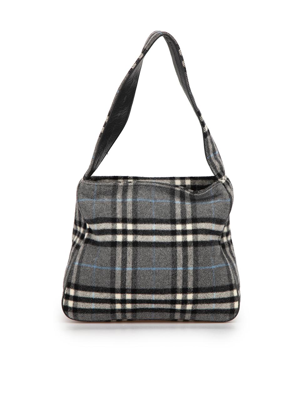 Burberry Burberrys Vintage Grey Nova Check Hobo Bag In Excellent Condition In London, GB