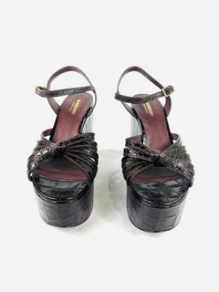 Burberry Burgundy Animal Skin Leather Sandals Shoes, Size 41