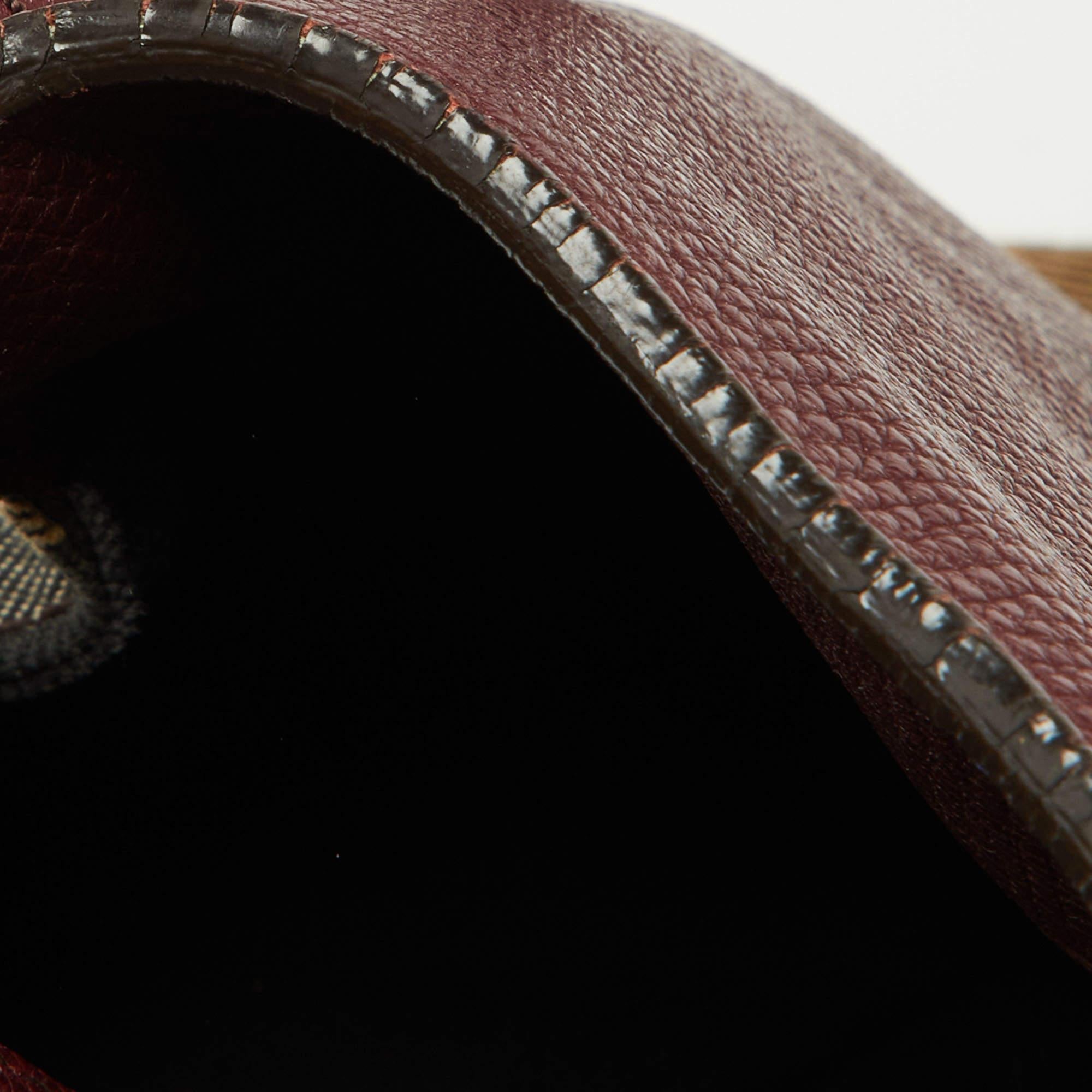 Burberry Burgundy/Beige House Check Fabric and Leather Small Canterbury Tote 5
