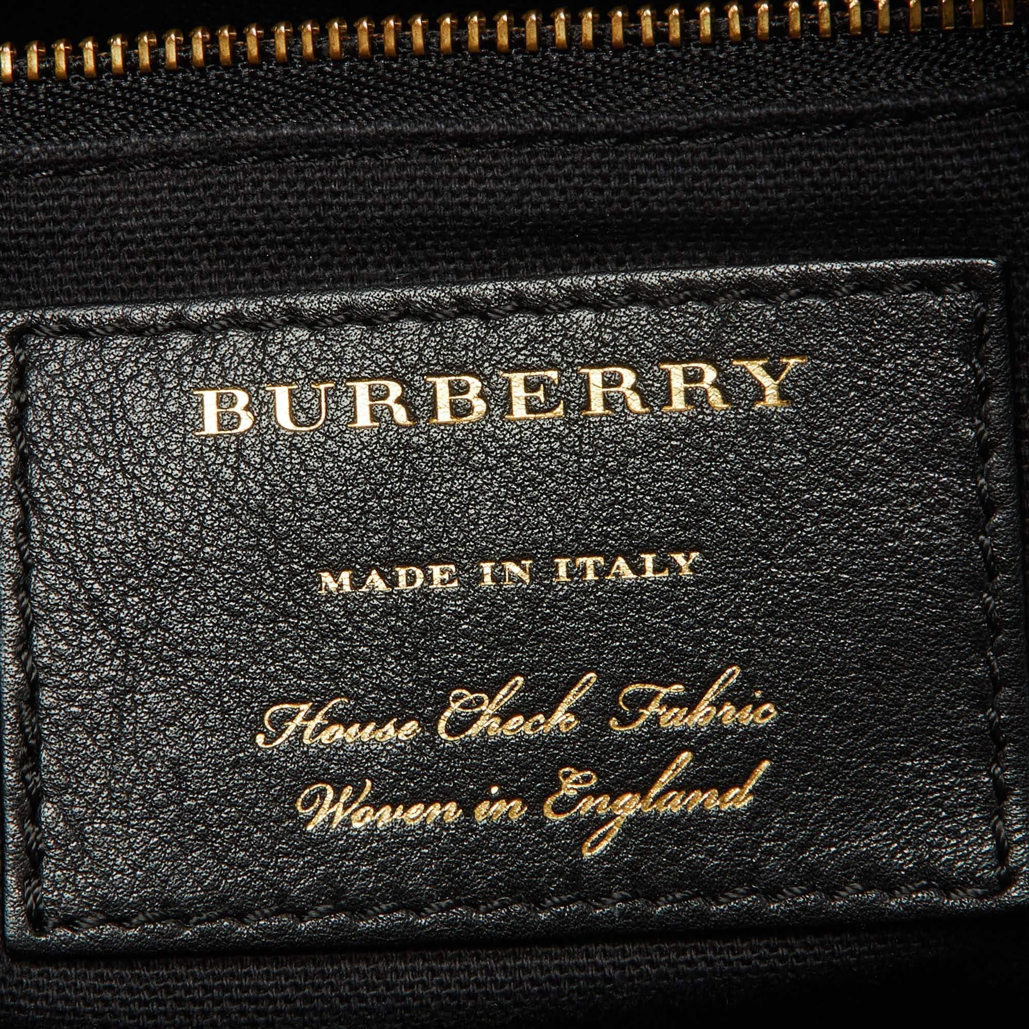 Burberry Burgundy/Beige House Check Fabric and Leather Small Canterbury Tote 3