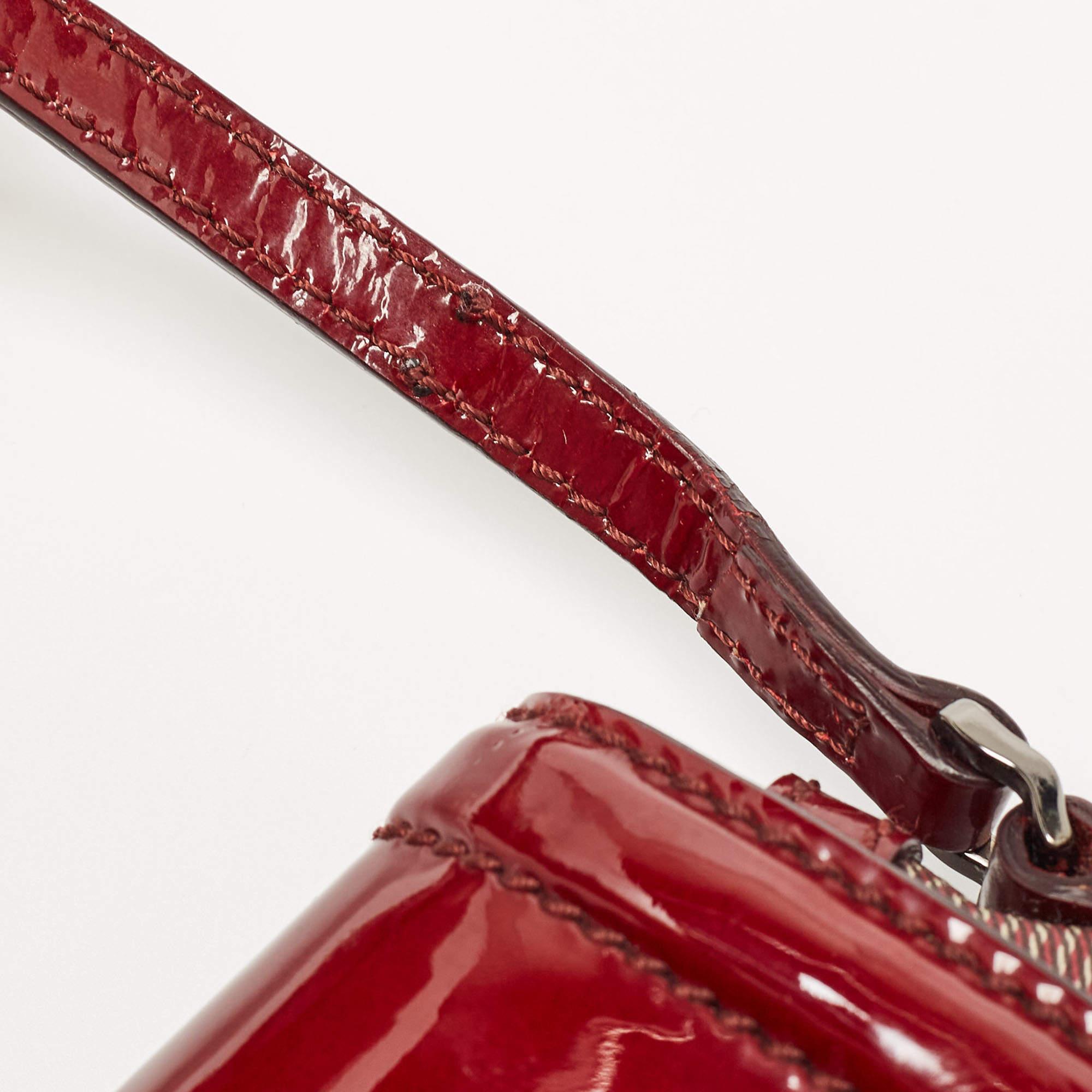Burberry Burgundy/Beige House Check PVC and Leather Heart Flap Crossbody Bag 3