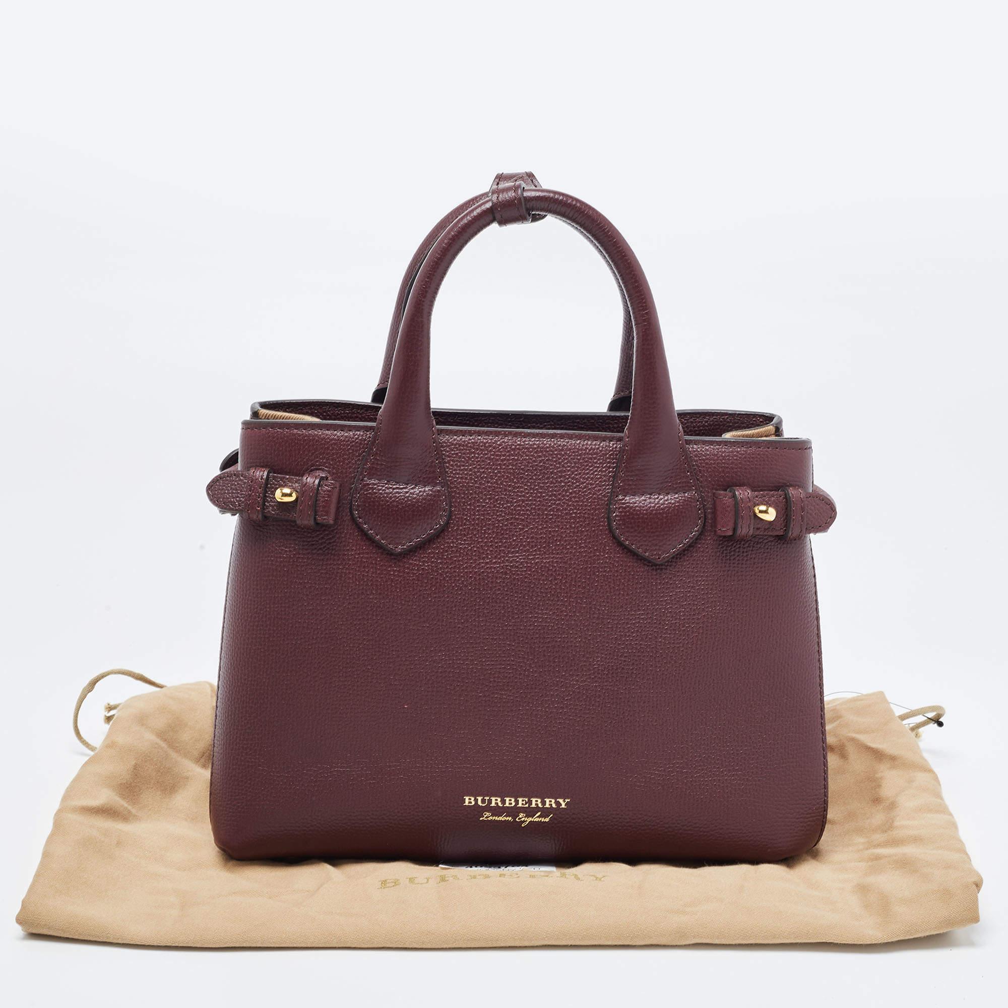 Burberry burgundy tote hot sale