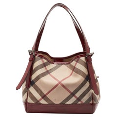 Burberry Burgundy/Beige Nova Check PVC and Patent Leather Canterbury Tote