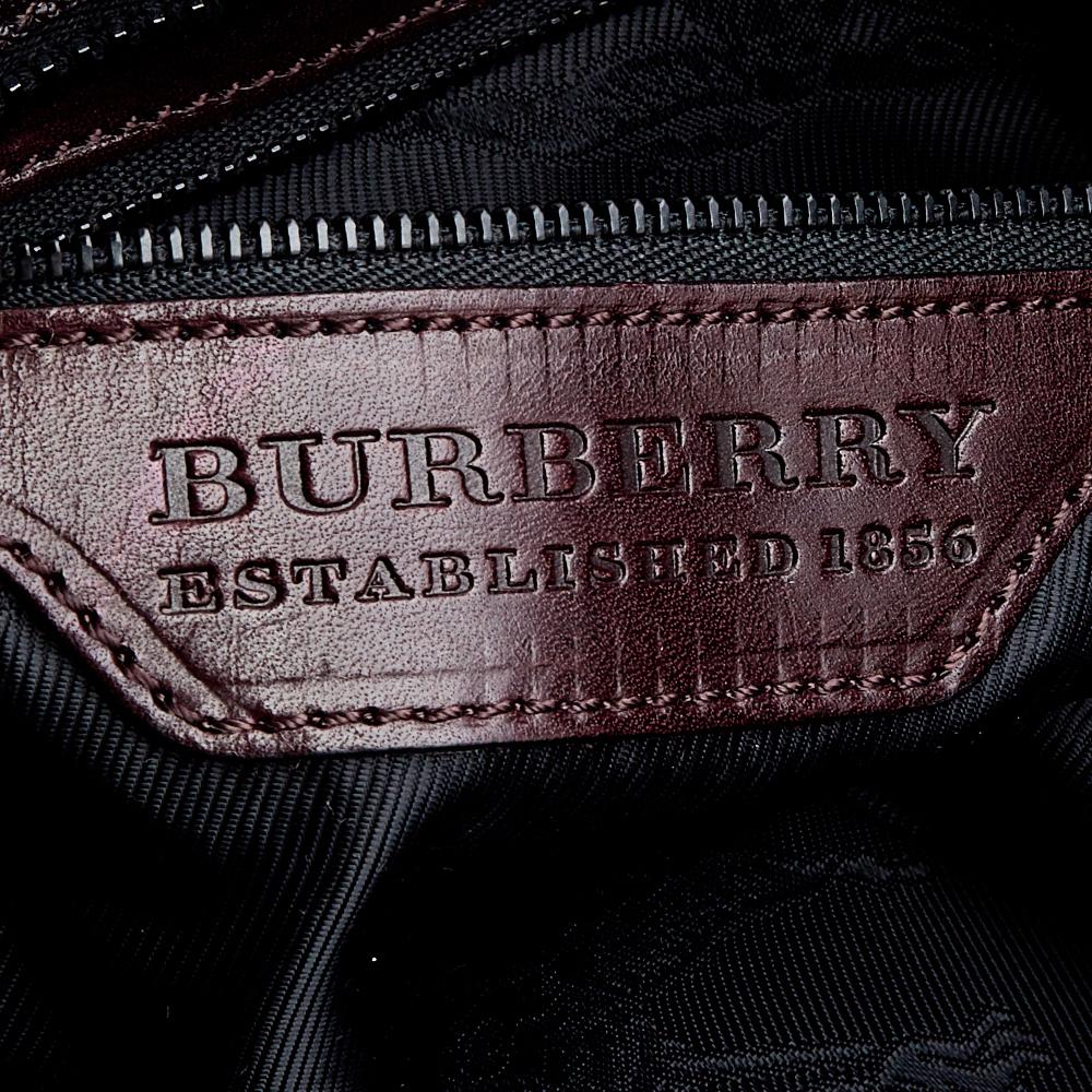 Burberry Burgundy Cartridge Pleated Leather Large Lowry Tote 2