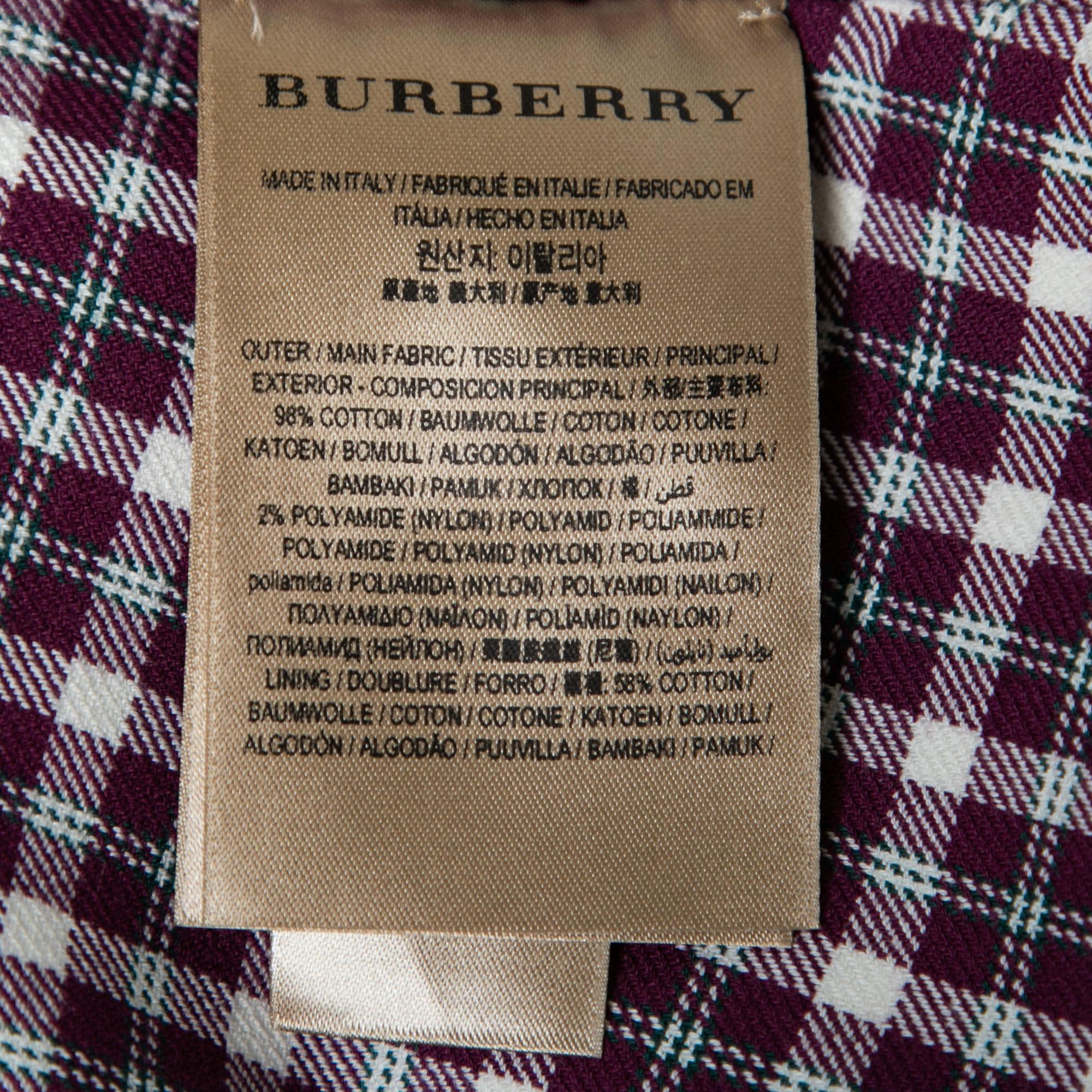 Women's Burberry Burgundy Checkered Cotton Jacket S