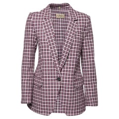 Burberry Burgundy Checkered Cotton Jacket S
