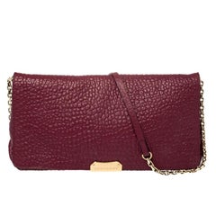 Burberry Burgundy Grain Leather Mildenhall Shoulder Bag