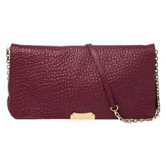 Burberry Burgundy Grain Leather Mildenhall Shoulder Bag