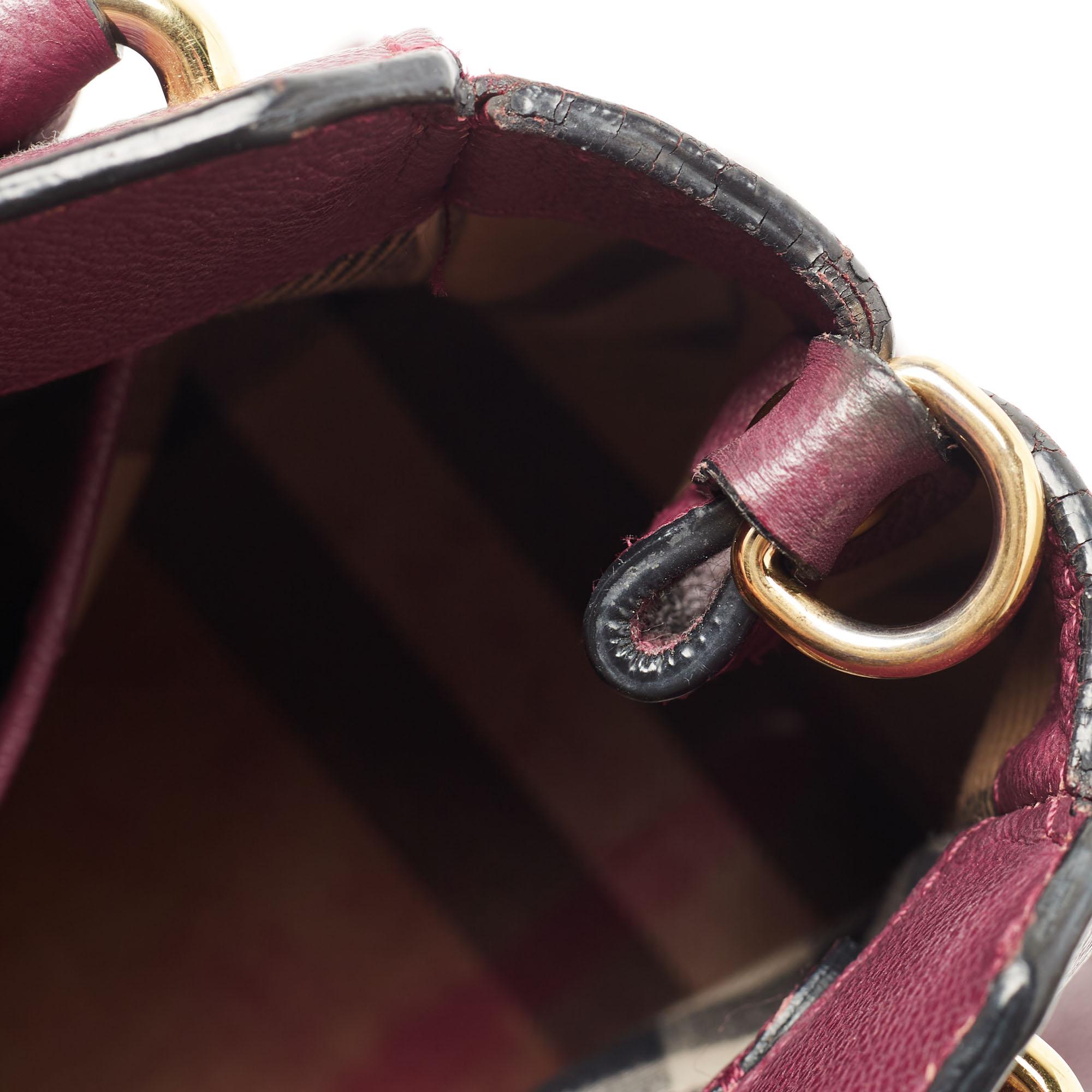 Burberry Burgundy Grained Leather Small Buckle Tote 7