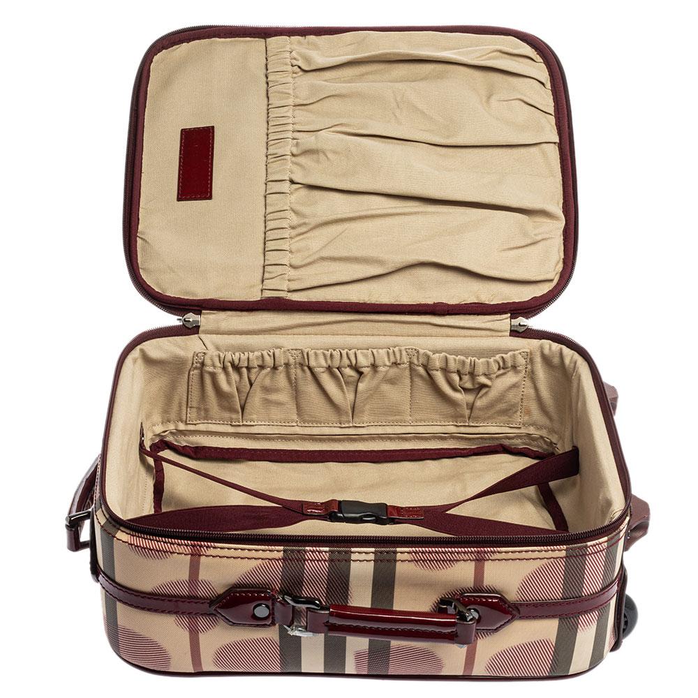 Burberry Burgundy Heart Check Coated Canvas and Patent Leather Trolley Bag 2