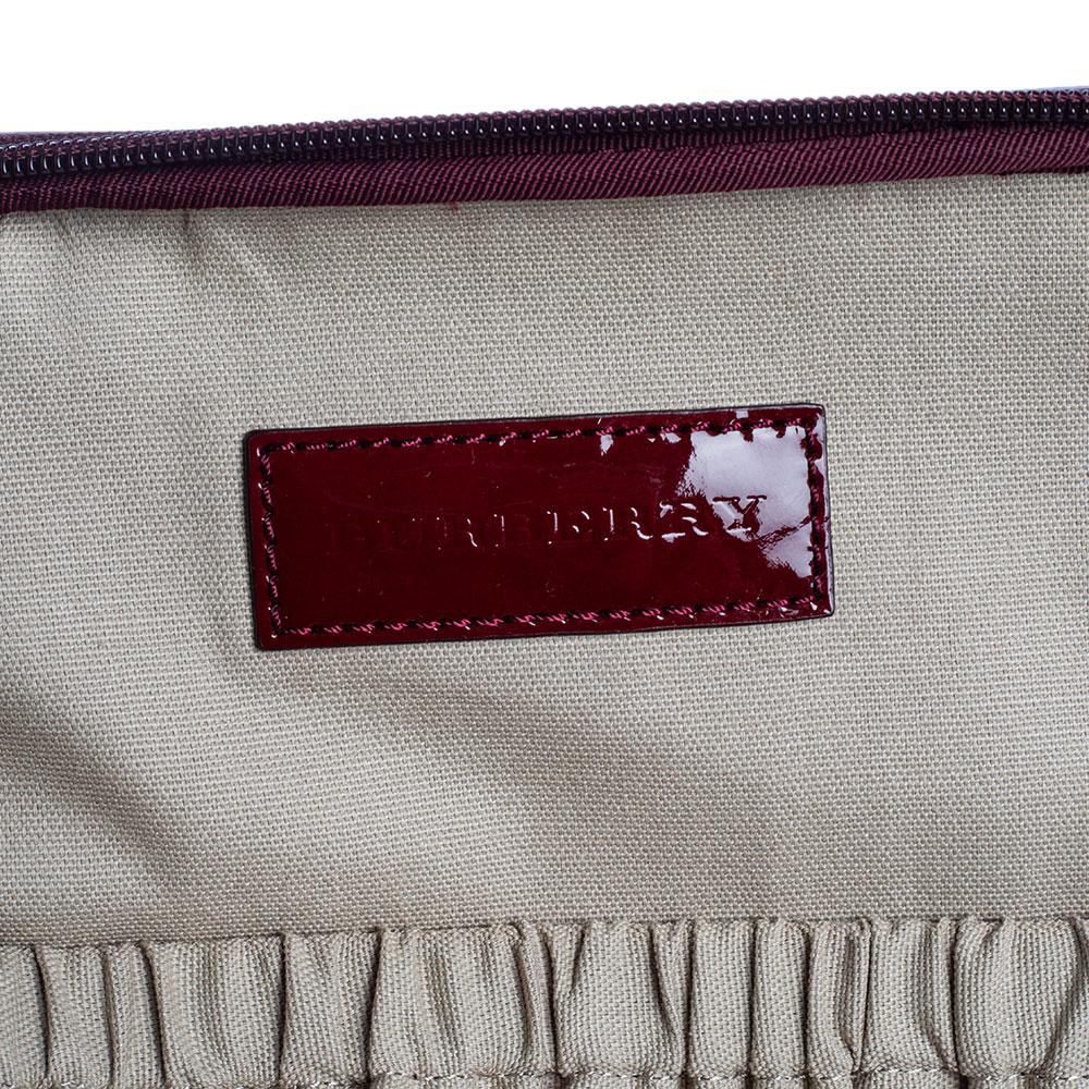 Burberry Burgundy Heart Check Coated Canvas and Patent Leather Trolley Bag 6