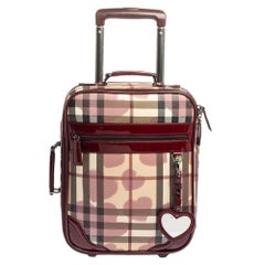 Burberry Burgundy Heart Check Coated Canvas and Patent Leather Trolley Bag