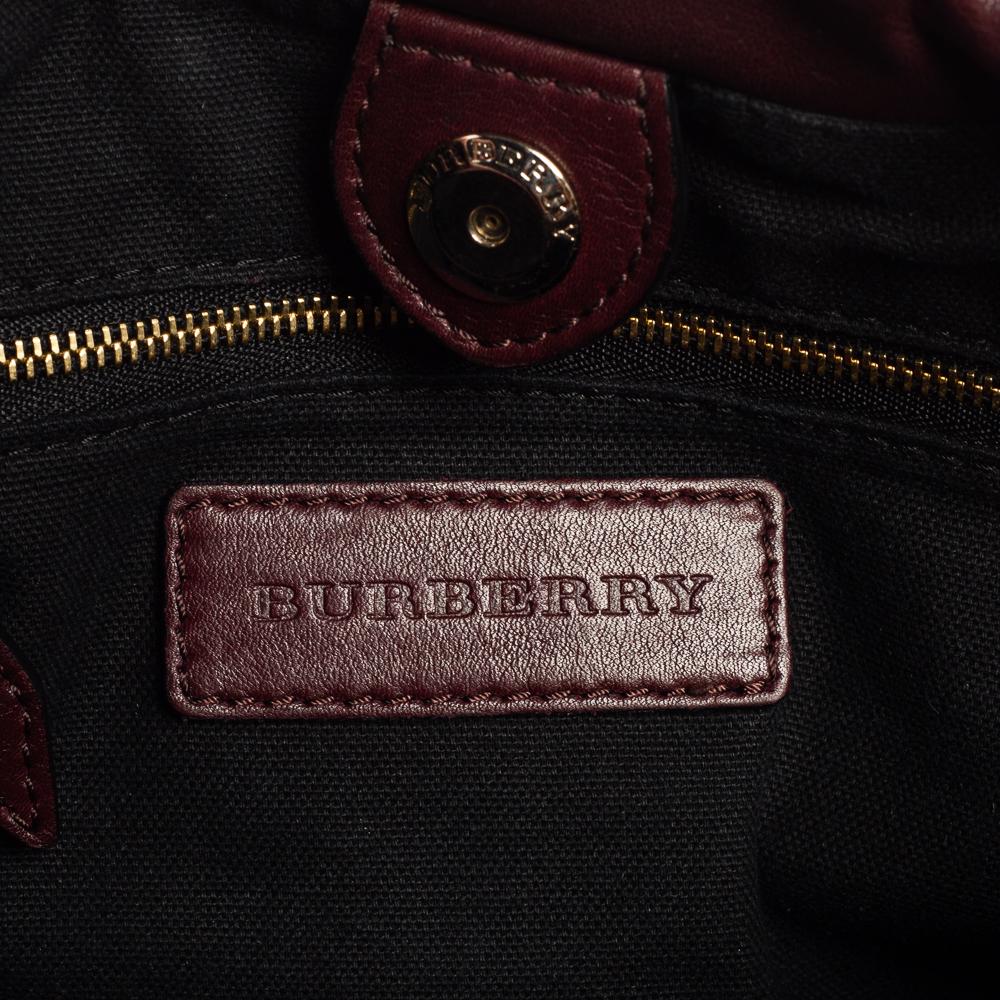 burberry deep claret medium leather bucket bag