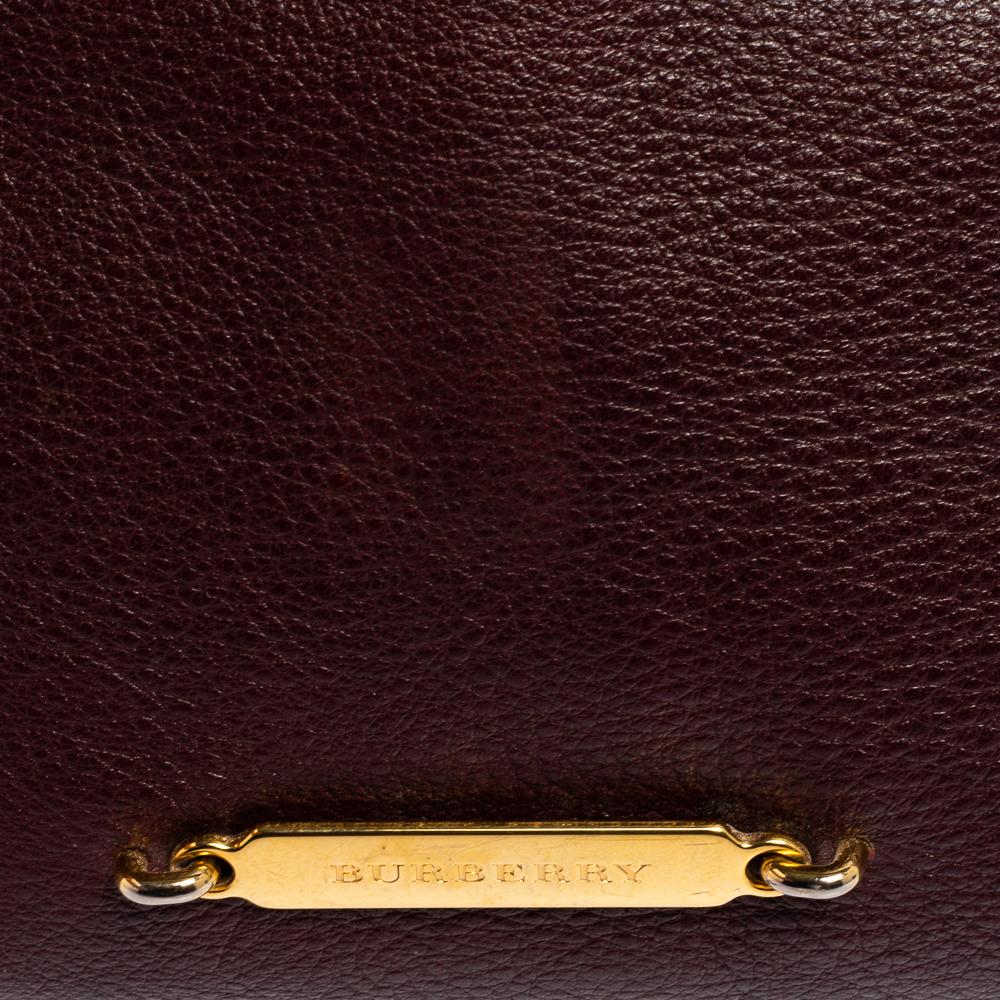 Burberry Burgundy House Check Canvas and Leather Little Crush Shoulder Bag 1