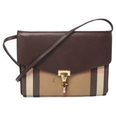 Burberry Burgundy House Check Canvas and Leather Macken Crossbody Bag