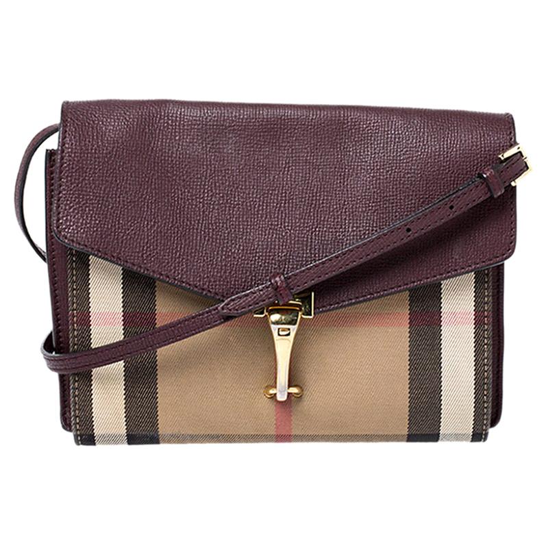 Leather crossbody bag Burberry Burgundy in Leather - 34679182