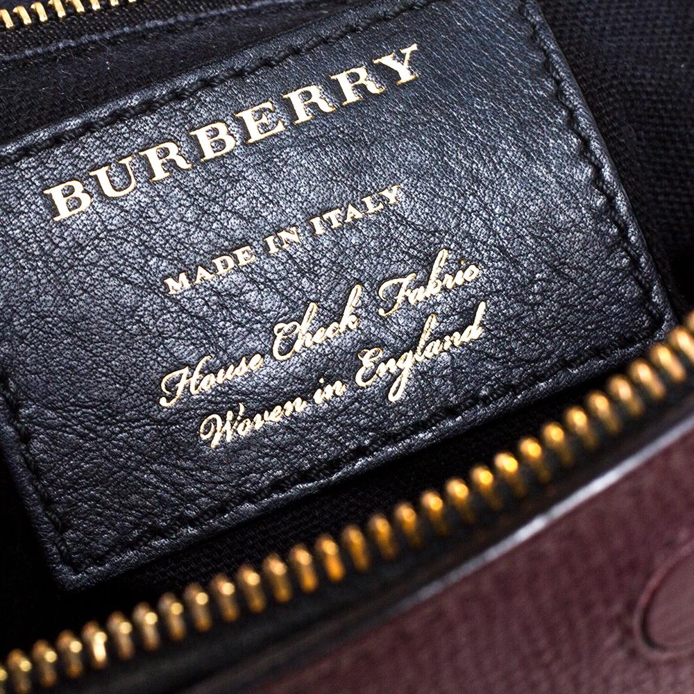 Burberry Burgundy House Check Canvas and Leather Small Milverton Satchel 3