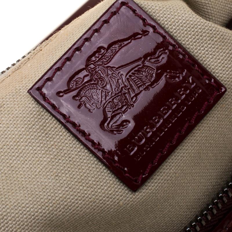 Burberry Burgundy House Check PVC & Patent Leather Hearts Boston Bag 2
