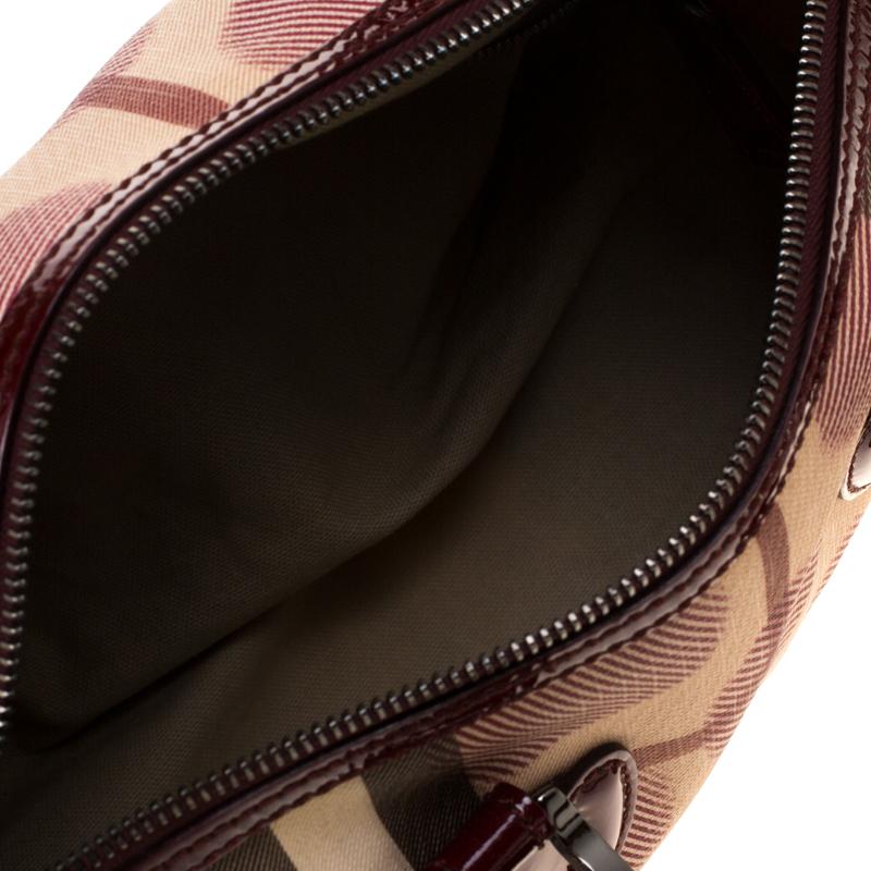 Burberry Burgundy House Check PVC & Patent Leather Hearts Boston Bag 1