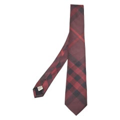 Burberry Burgundy House Checked Silk Slim Tie