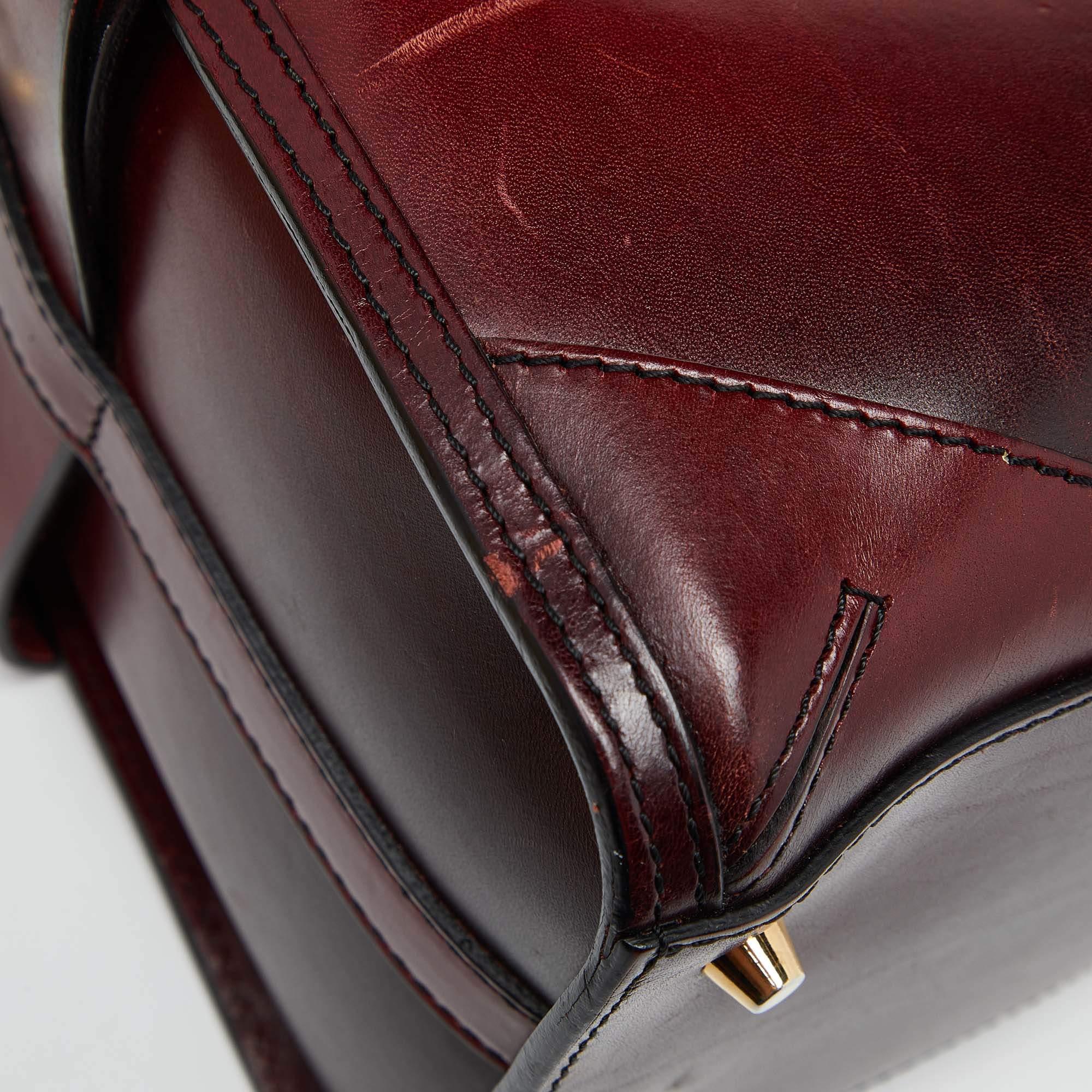 Burberry Burgundy Leather Bridle Belted Bowler Bag 7