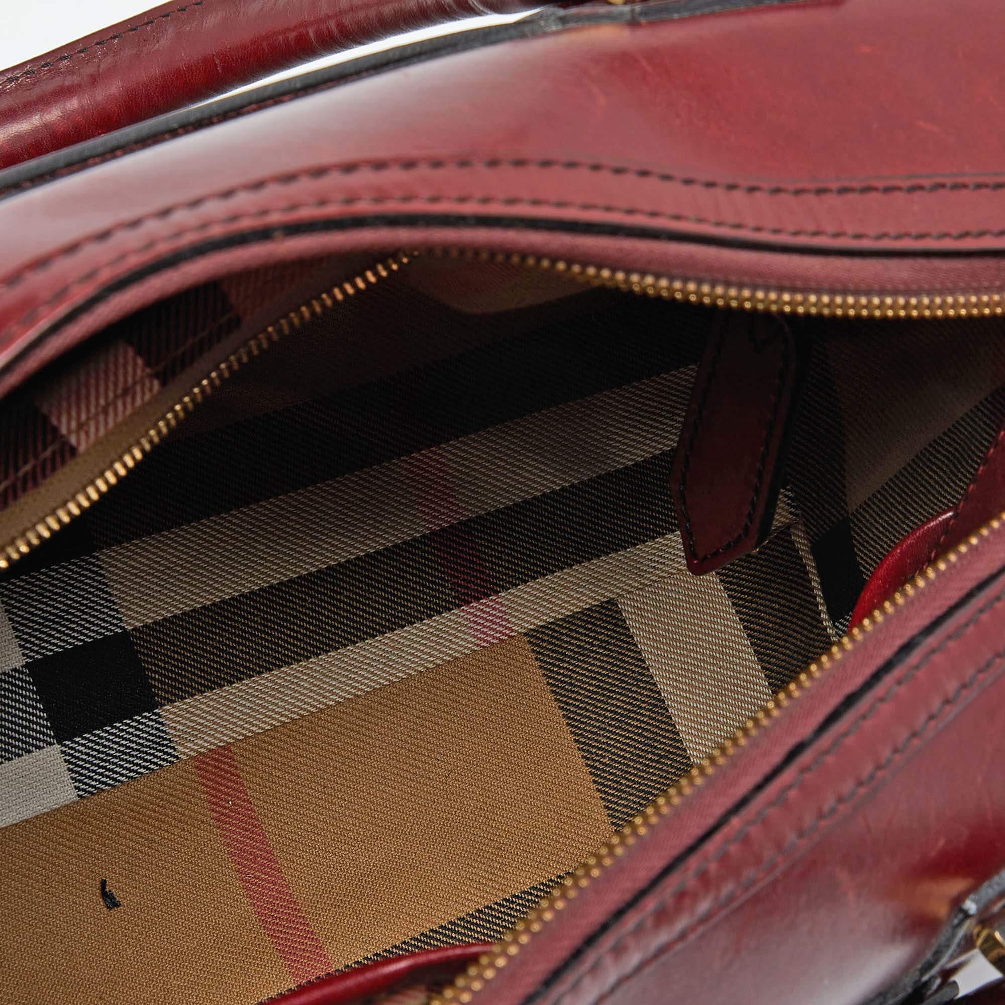 Burberry Burgundy Leather Bridle Belted Bowler Bag 2