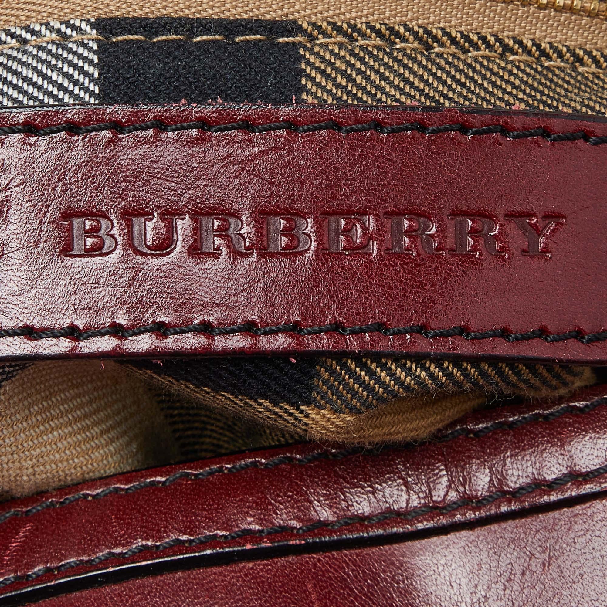 Burberry Burgundy Leather Bridle Belted Bowler Bag 3