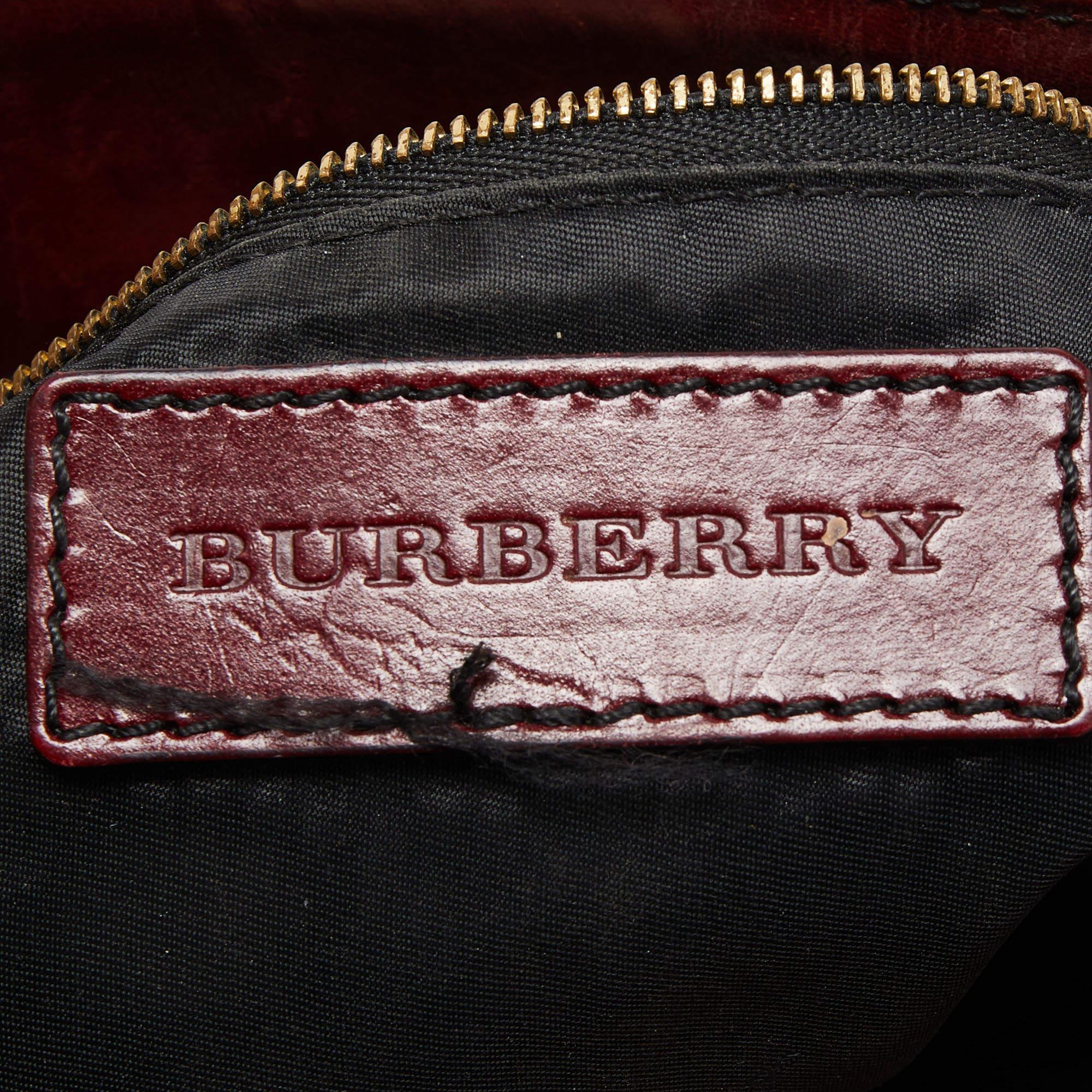 Burberry Burgundy Leather Bridle Dutton Hobo 9