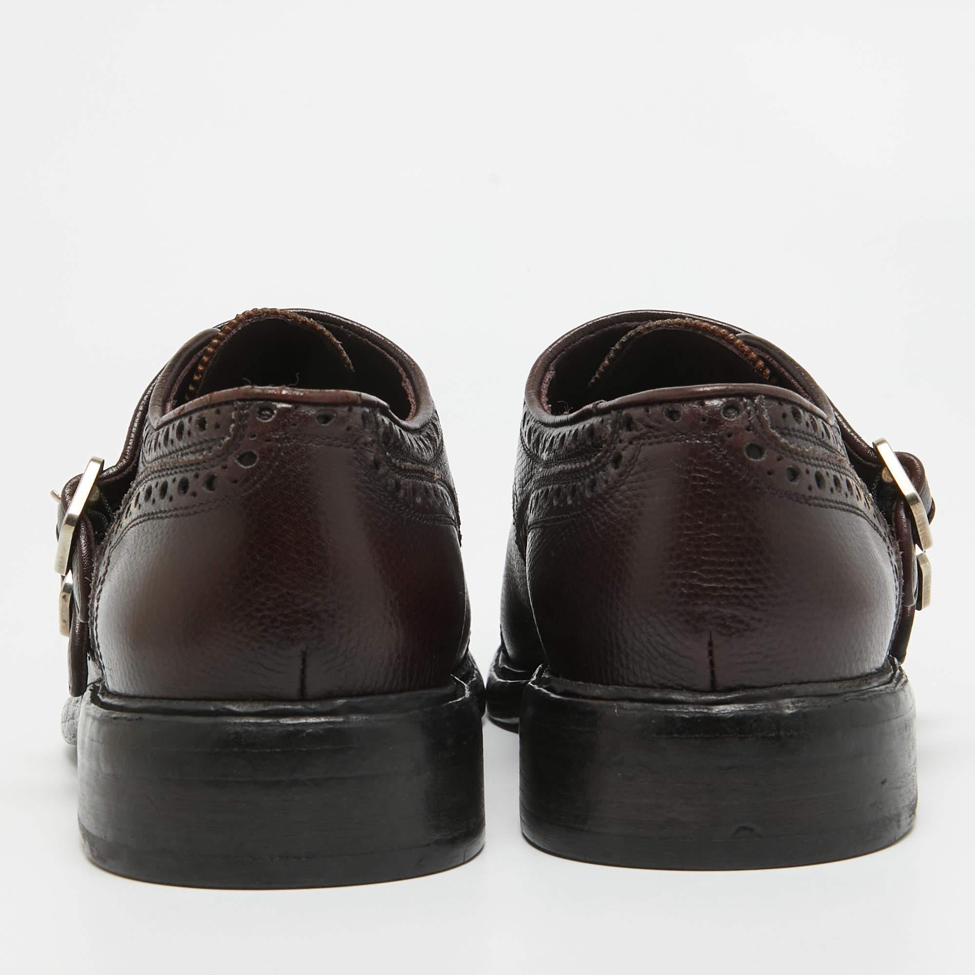 Men's Burberry Burgundy Leather Delmar Monk Strap Brogues Size 40.5 For Sale