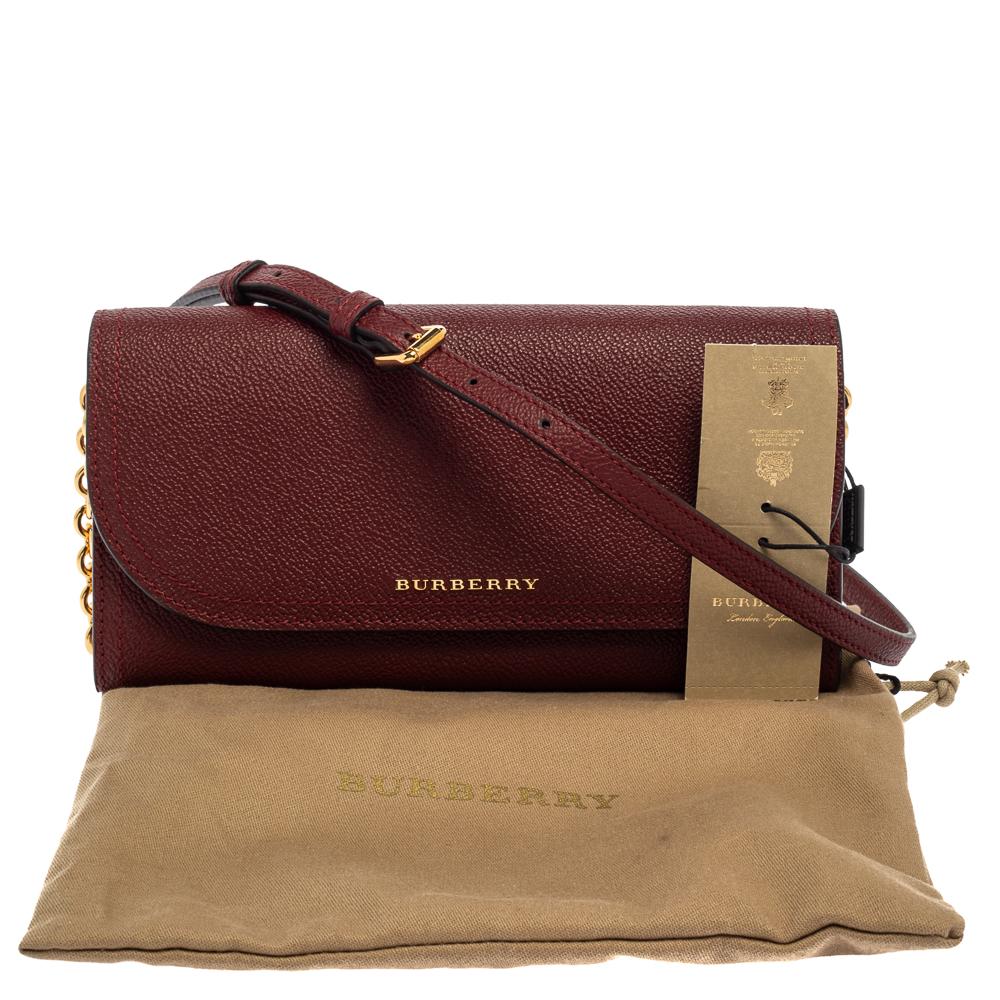 Burberry Burgundy Leather Henley Wallet on Chain 7