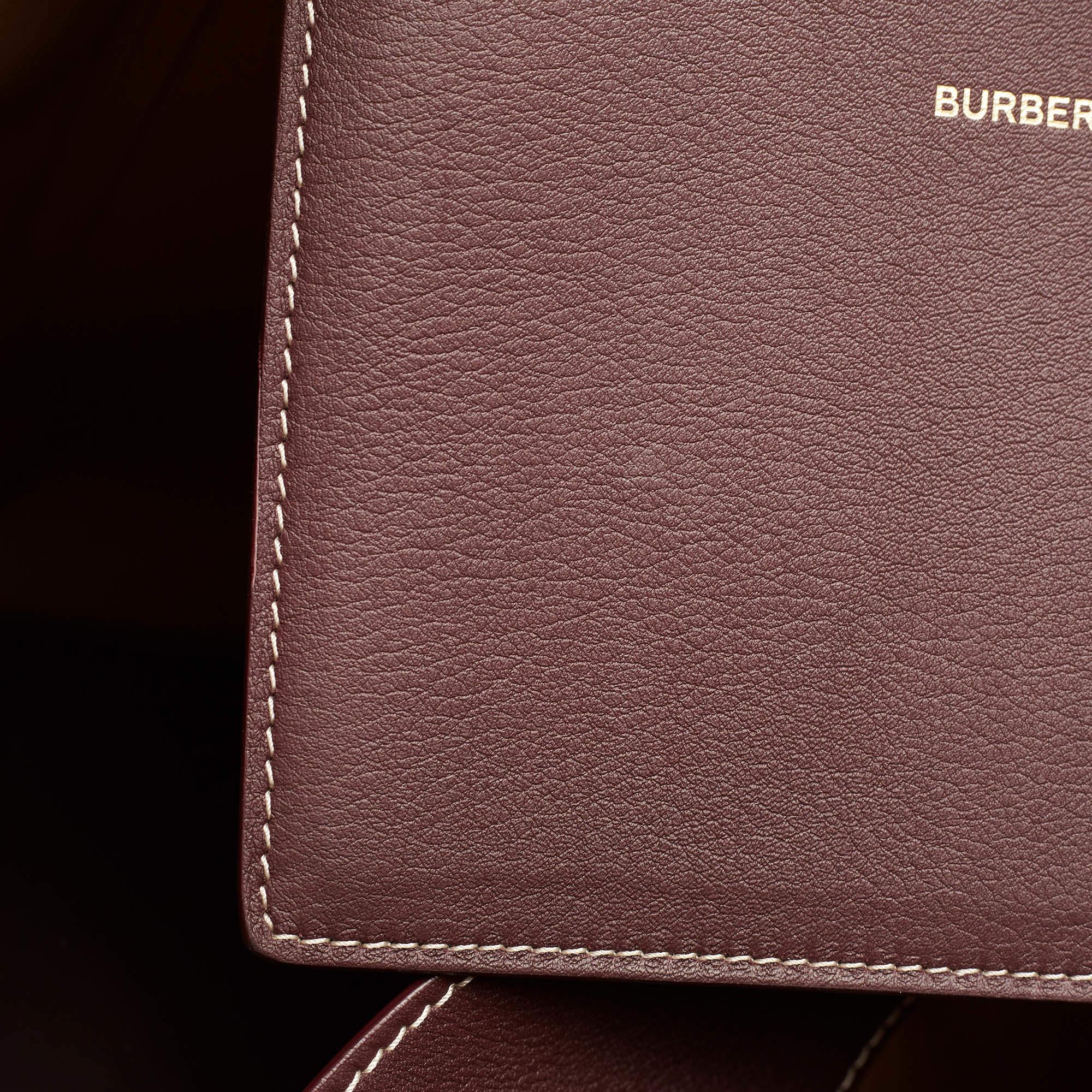 Burberry Burgundy Leather Large Basket Bag 7