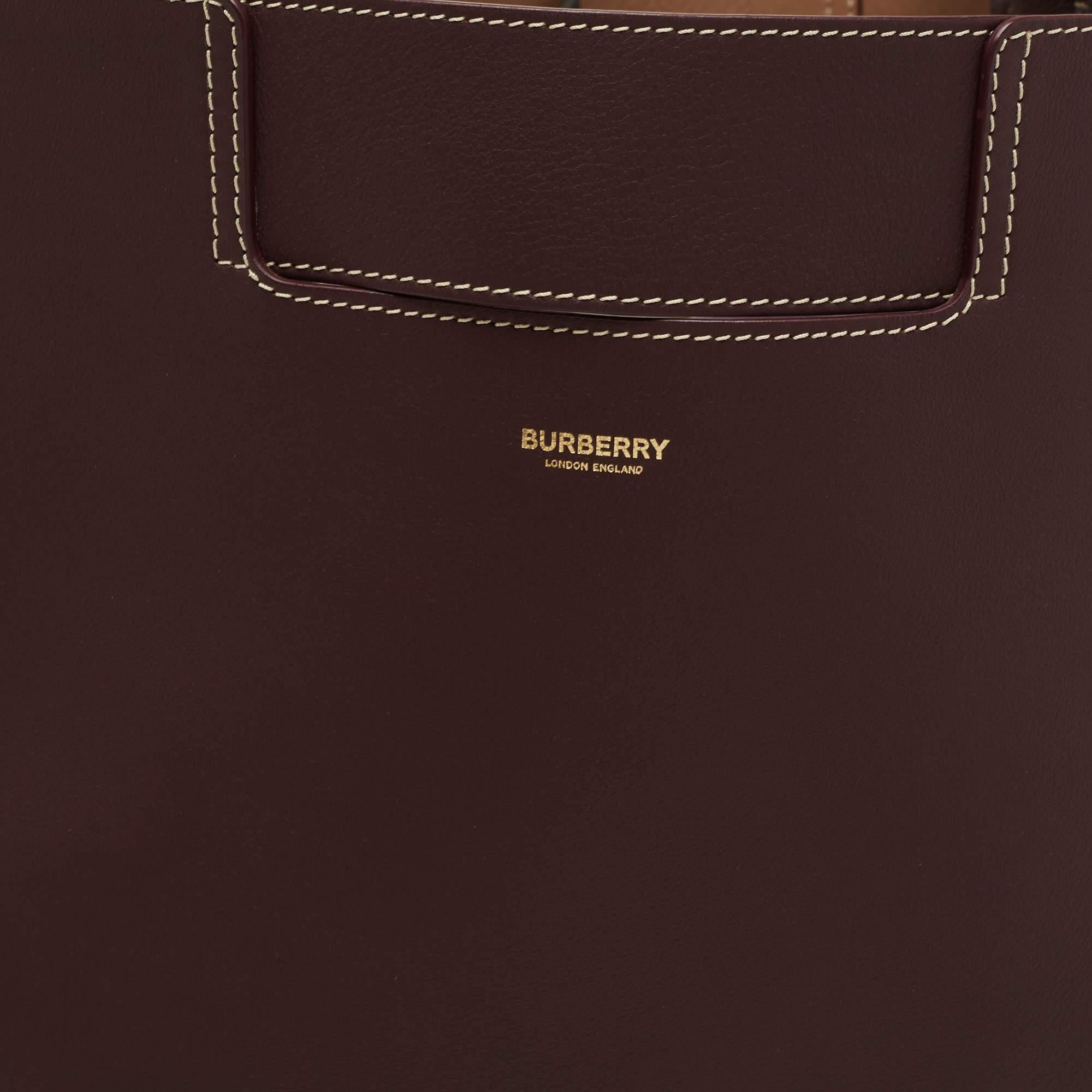 Burberry Burgundy Leather Large Basket Bag 9