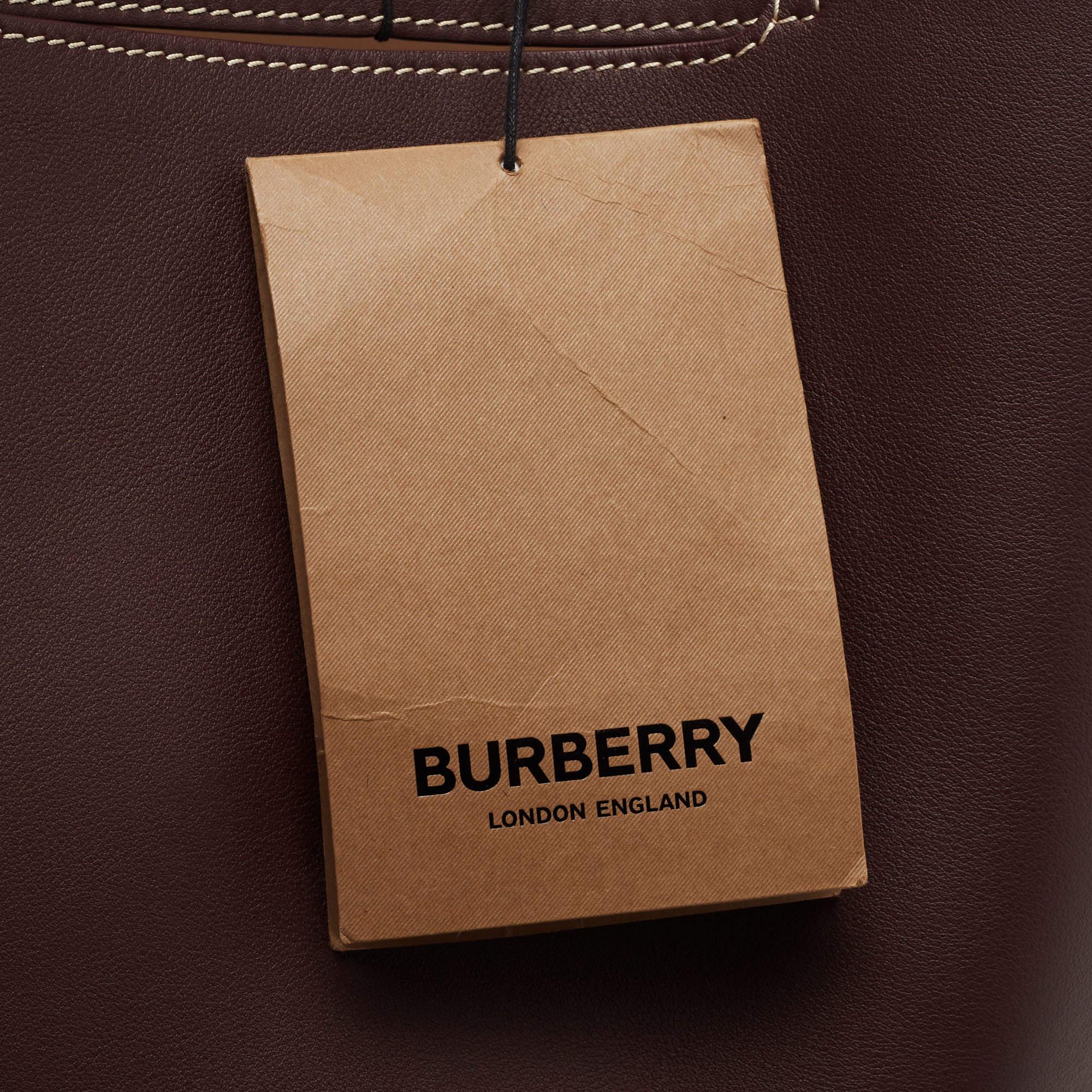 Burberry Burgundy Leather Large Basket Bag 3